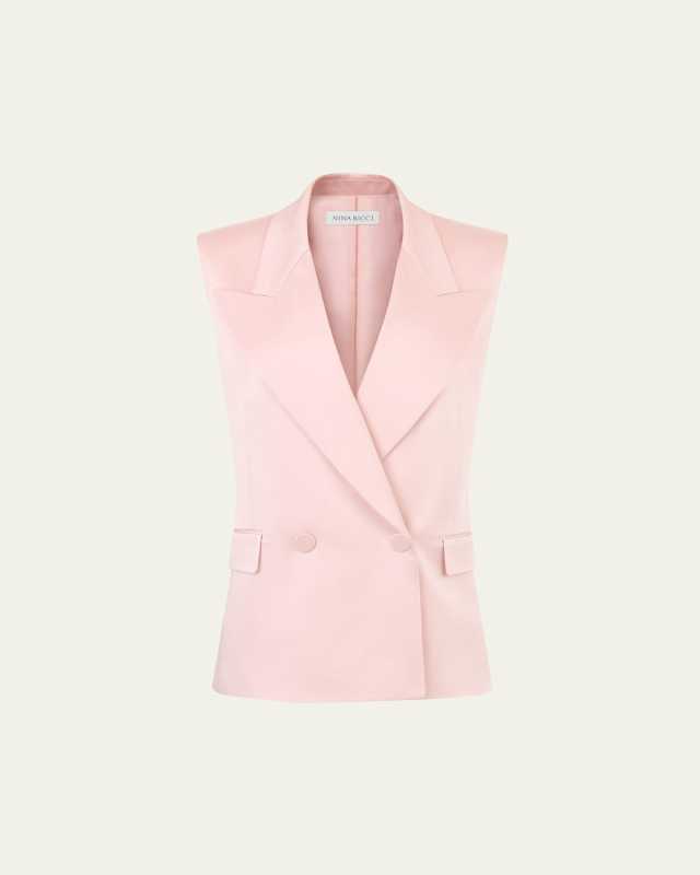 Satin Double-Breasted Blazer Vest